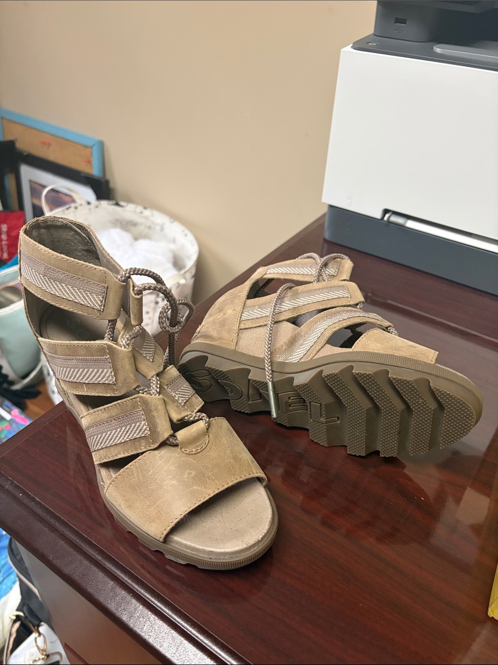 Sorel Tan Joanie Wedge Sandals
